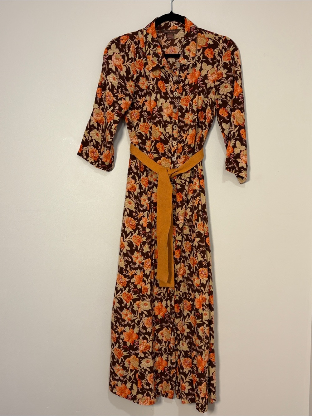 April Cornell | Fall Floral maxi shirt dress Women’s size XS Prairie Cottage